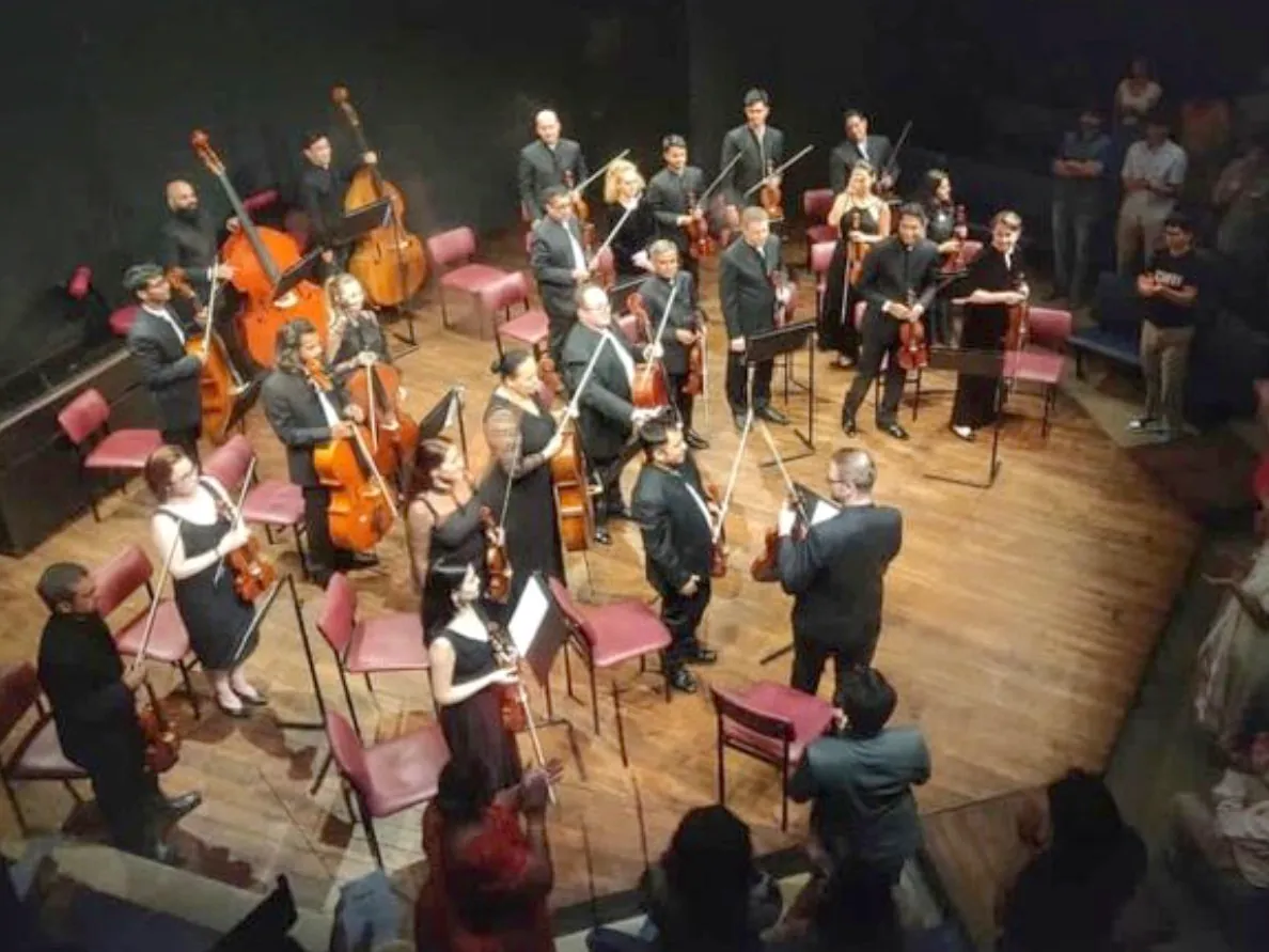 An orchestral session, from The Media Tribe archive